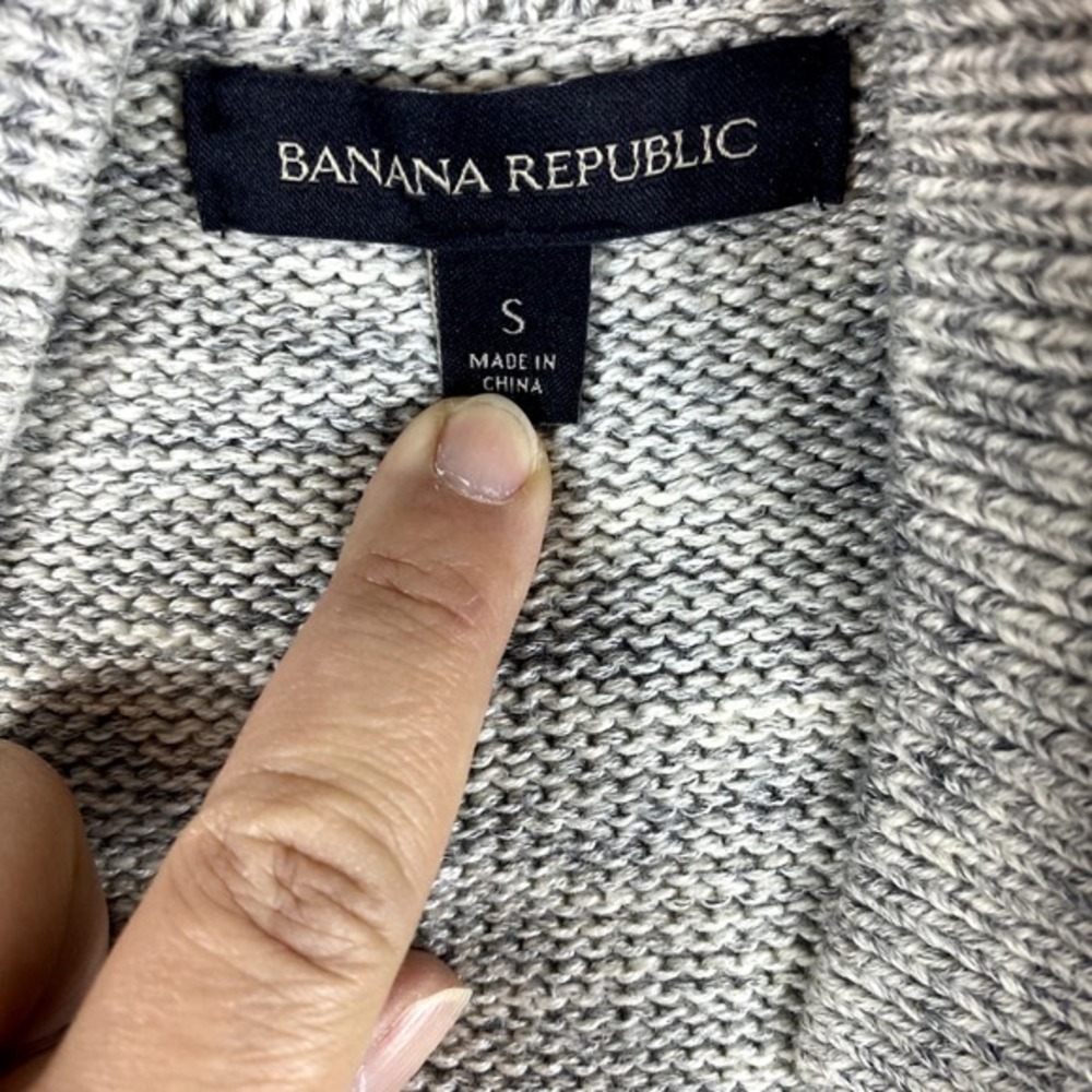 2/$30 Banana Republic Sweater Vest Women Sz S Grey Knit Full Zip 100% Cotton - Picture 5 of 11